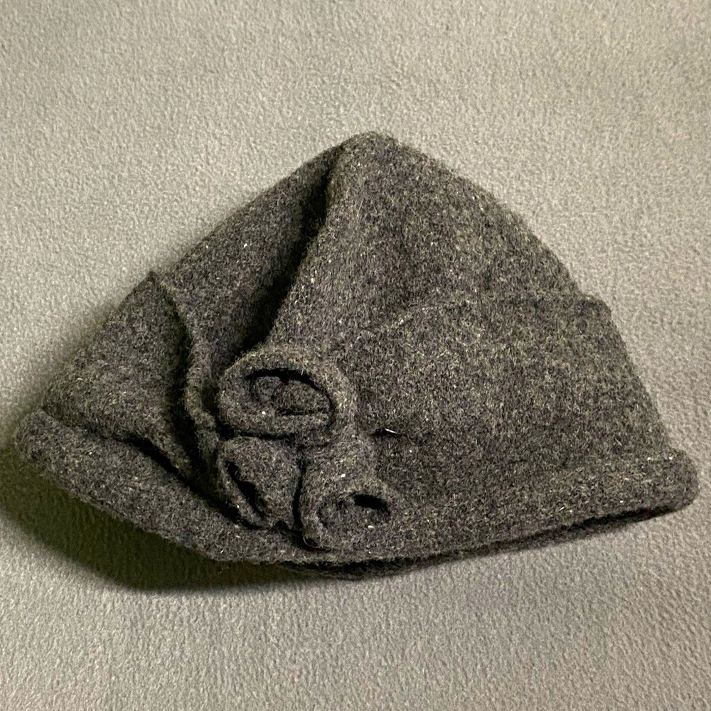 Wool Felt Cloche Hat Rosette Accent Women's One Size Cabincore cozy coquette